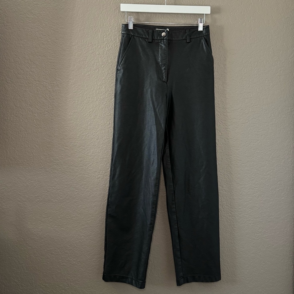 Faux Leather Straight Leg Pant